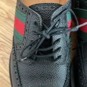 Gucci Dress Shoes Leather Oxford Green/Red Stripe Gucci | Shoes | Gucci Black Leather Red And Green Trim Dress  main image 2